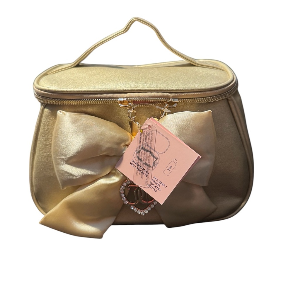 Juicy Couture Elegant Gold Bow travel cosmetic bag